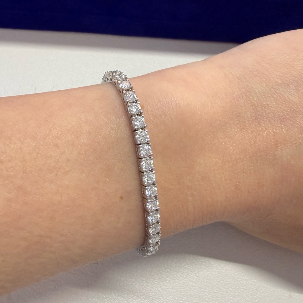 GRA Certified Moissanite Tennis Bracelet - 6.3” 14k Gold Plated Sterling Silver